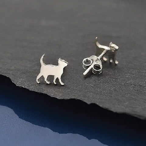 Earrings - Sterling Silver Curious Kitten Post