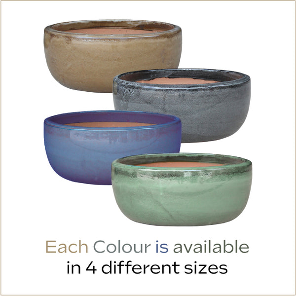 Evergarden Ceramic Pot - Glazed Short Bowl - Choose Colour