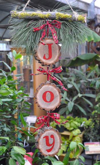 Sage Garden holiday ornament with holiday "joy"