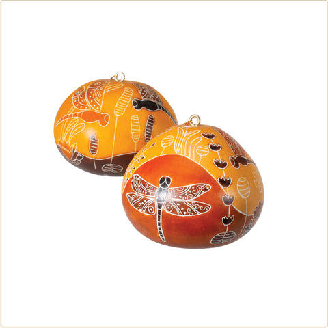 Ornament - Fair Trade Gourd Dragonfly Doodle