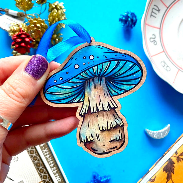 Stacey McEvoy Caunt Wood Decoration - Blue Mushroom