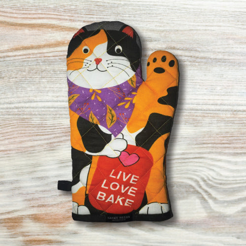 Oven Mitt - Cotton - Calico Cat 'Live Love Bake'