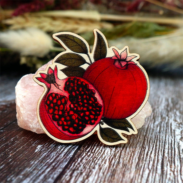 Print is Dead - Wooden Pin/Badge - Pomegranates