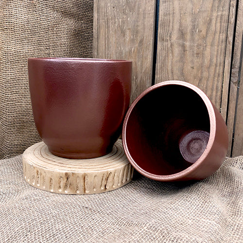 Ceramic Pot Cover - Metallic Copper 6"