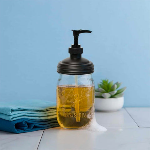 ReCAP® Mason Jar Soap Dispenser Lid & Pump Cap - Regular Mouth, Black