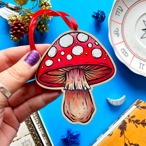 Stacey McEvoy Caunt Wood Decoration - Red Mushroom