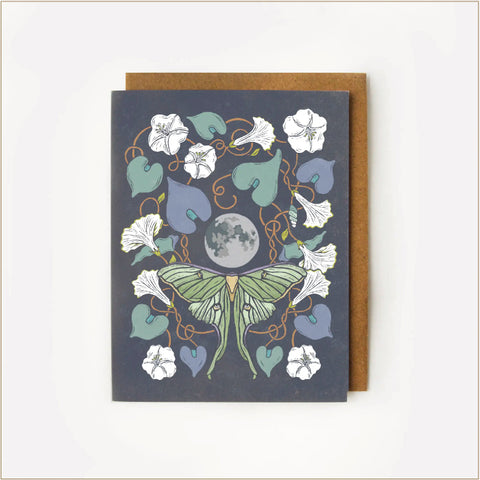 Root & Branch Paper Co. - Luna Moth & Moonflower Moonlit Magic Greeting Card
