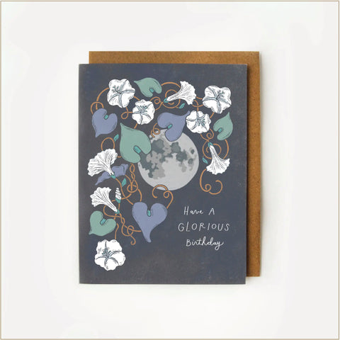 Root & Branch Paper Co. - Morning Glory and Full Moon Birthday Card