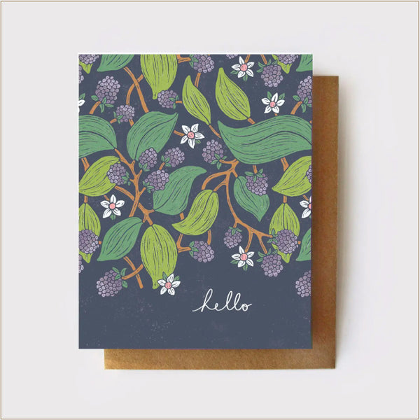 Root & Branch Paper Co. - 'Hello' Wild Blackberry Everyday Greeting Card