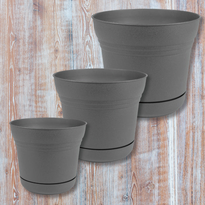 bloem saturn planter with saucer Bloem® Saturn Planter - Charcoal - Assorted Sizes