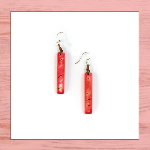Tagua Earrings - Amazon - Poppy Coral