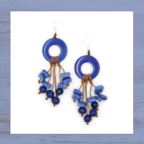 Tagua Earrings - Bridget - Blue
