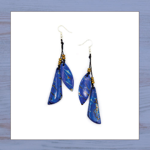Tagua Earrings - Claudia - Blue