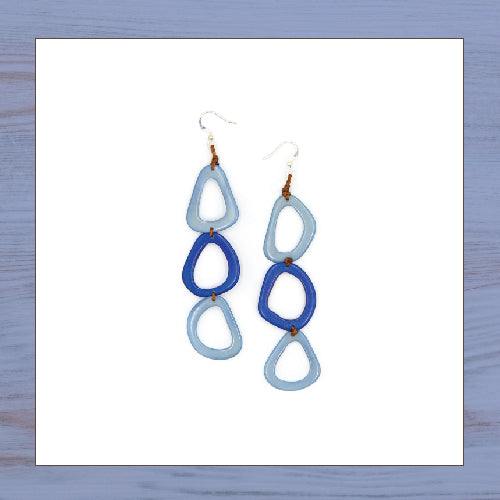 Tagua Earrings - Margarita - Blue