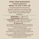 Seeds - Tomato (Dwarf), Dwarf Wherokowhai OG (SGH)