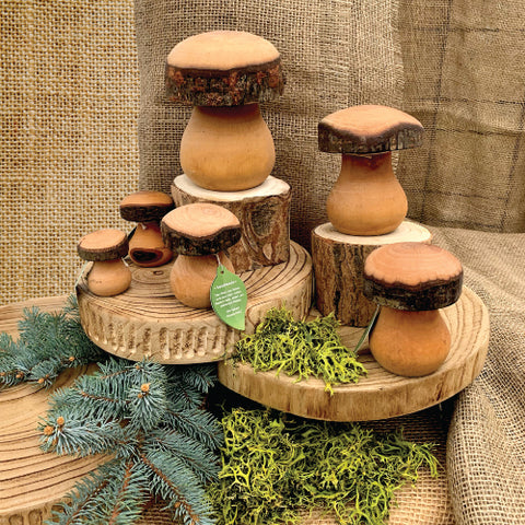 Black Forest Wood Decor Piece - Mushroom