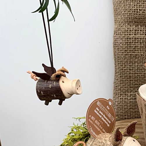 Black Forest Wood Decor Piece - Good Luck Pig