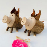 Black Forest Wood Decor Piece - Good Luck Pig