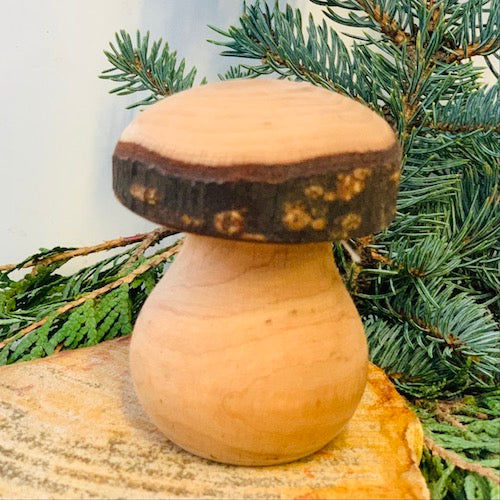 Black Forest Wood Decor Piece - Mushroom