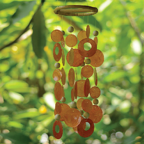 Capiz Shell Windchime - Small with Wood - Spice (Fair Trade)